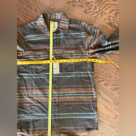 Red Head S brown horizontal stripe New flannel shirt - Picture 7 of 9